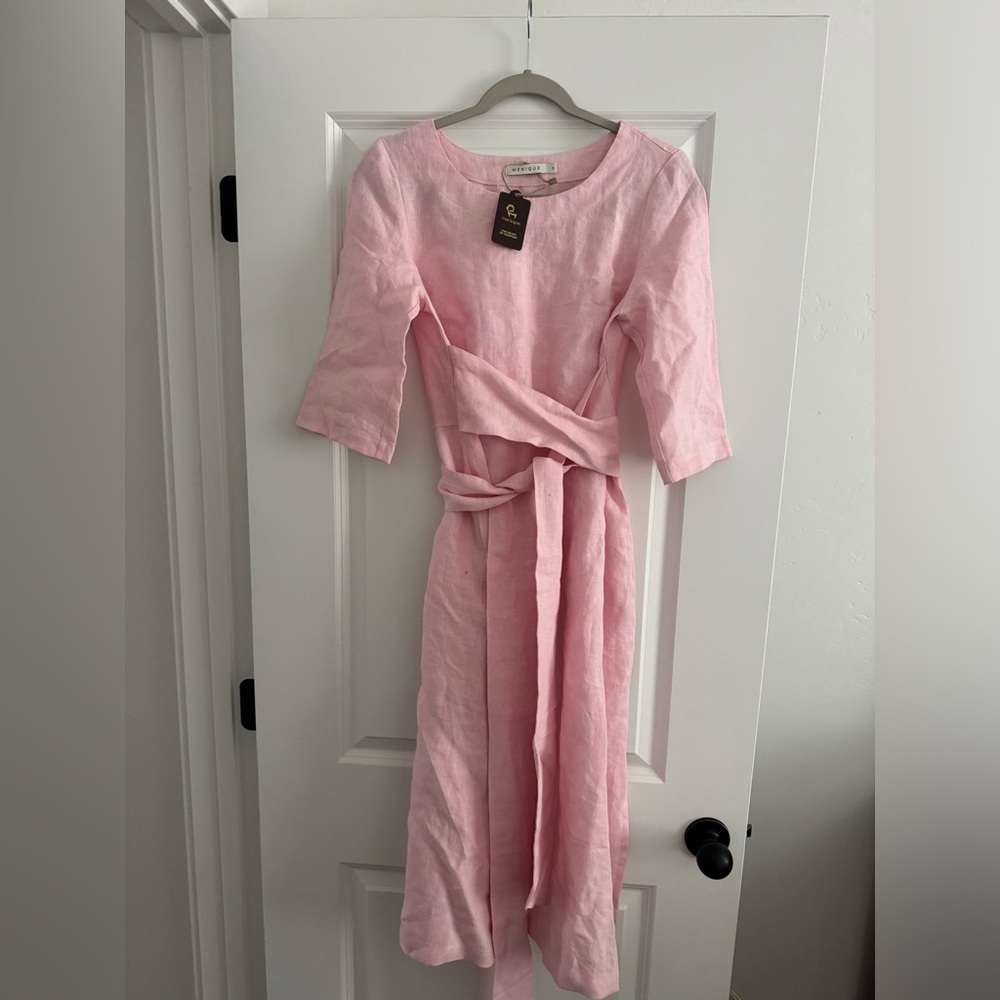 Elegant Pink Linen Dress